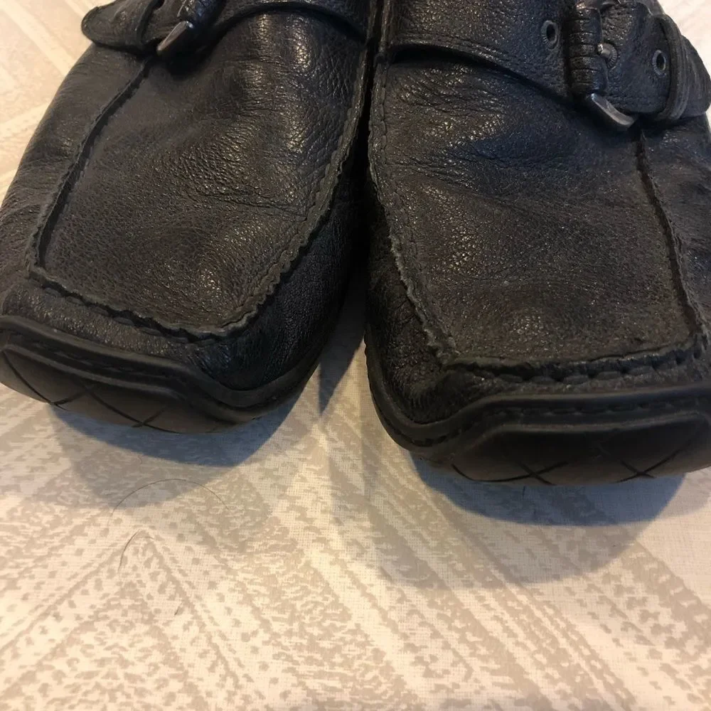 Donald J Pliner Men’s Black Leather Buckle Loafers
